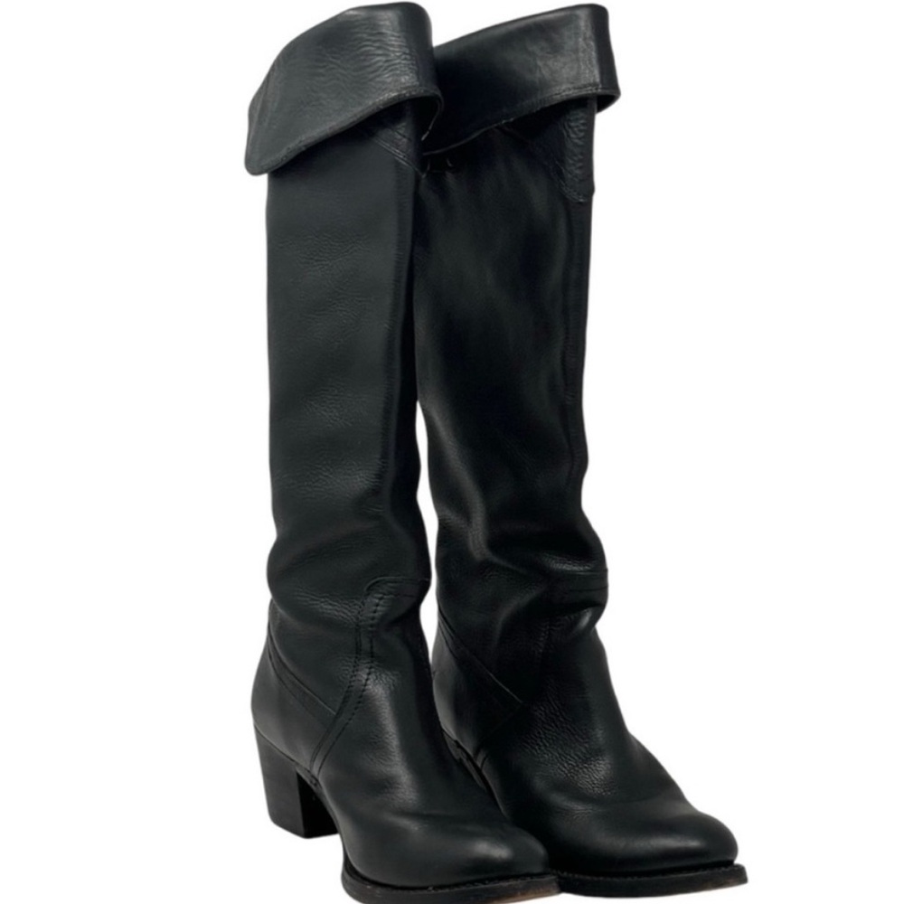 Frye Black Leather Knee-High Boots